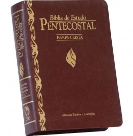 Bíblia de Estudo Pentecostal Pequena com Harpa Crista Vinho