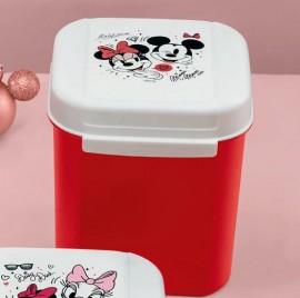 Tupperware Visual Box Mini Retangular Alto Mickey e Minnie 1,2 litro
